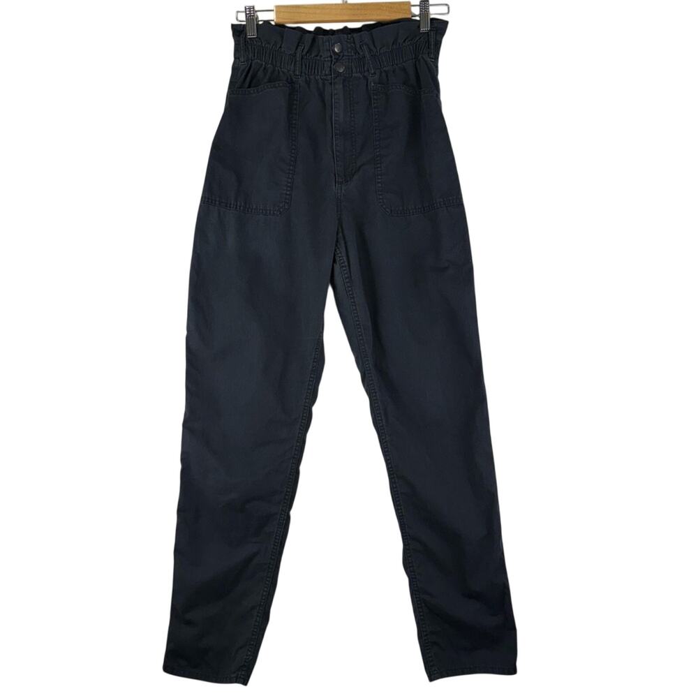 Abercrombie & Fitch Slouchy Tapered Straight Leg Pant Paperbag Black Size Medium